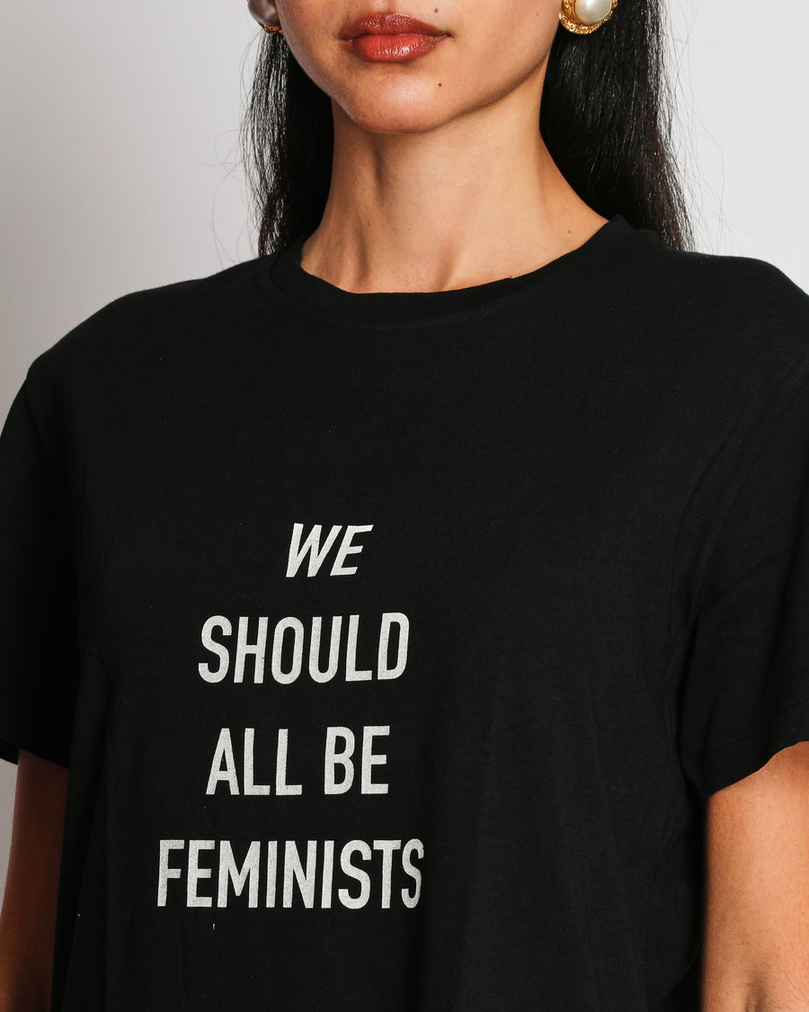 Christian Dior Black 'We Should All Be Feminists' T-Shirt Size M (UK 10)