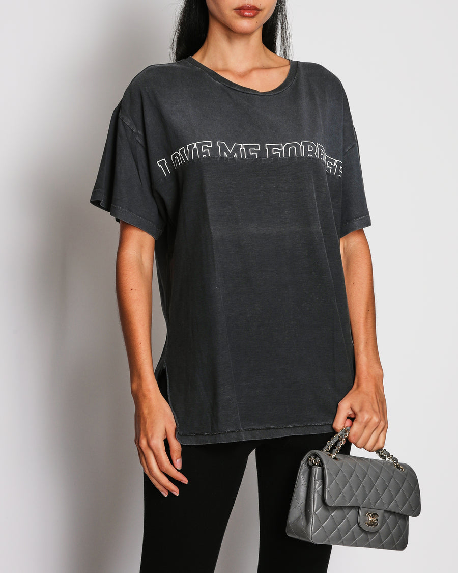 Saint Laurent Grey 'Love Me Forever or Never' T-Shirt Size M (UK 10)