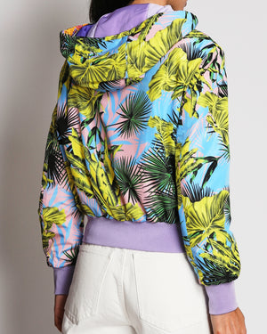 Versace Resort 2018 Multi-Colour Tropical Print Reversible Puffer Jacket with a Hood and Adjustable Straps Size IT 40 (UK 8)