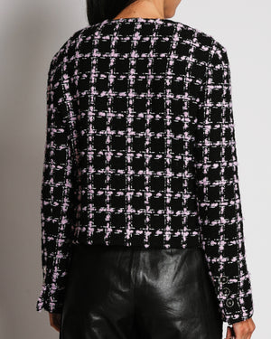 Chanel Fall/Winter 2025 Pre-Collection Black and Pink Tweed Jacket with Front Pocket Details and Black CC Logo Buttons Size FR 38 (UK 10)