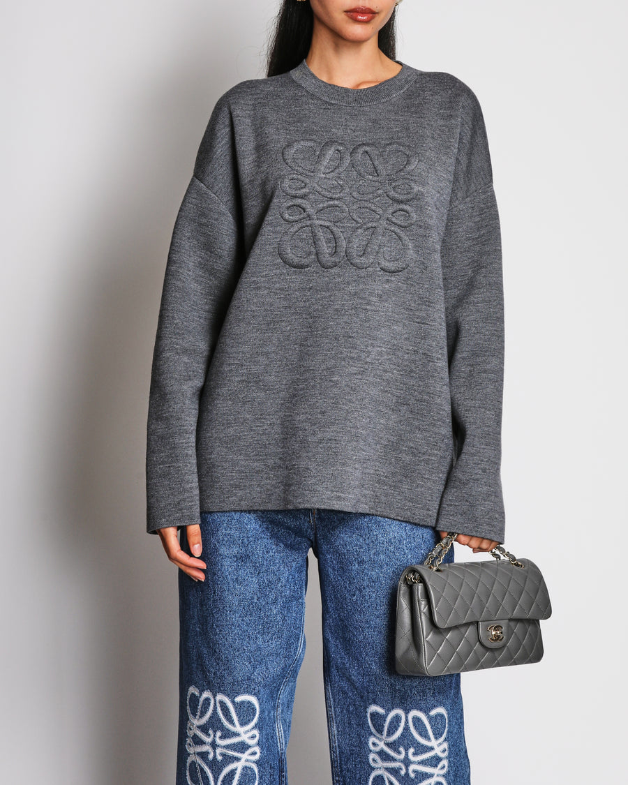 Loewe Grey Knit Jumper with Logo Detail Size S (UK 8/10)