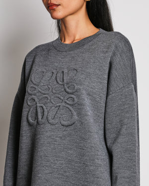Loewe Grey Knit Jumper with Logo Detail Size S (UK 8/10)