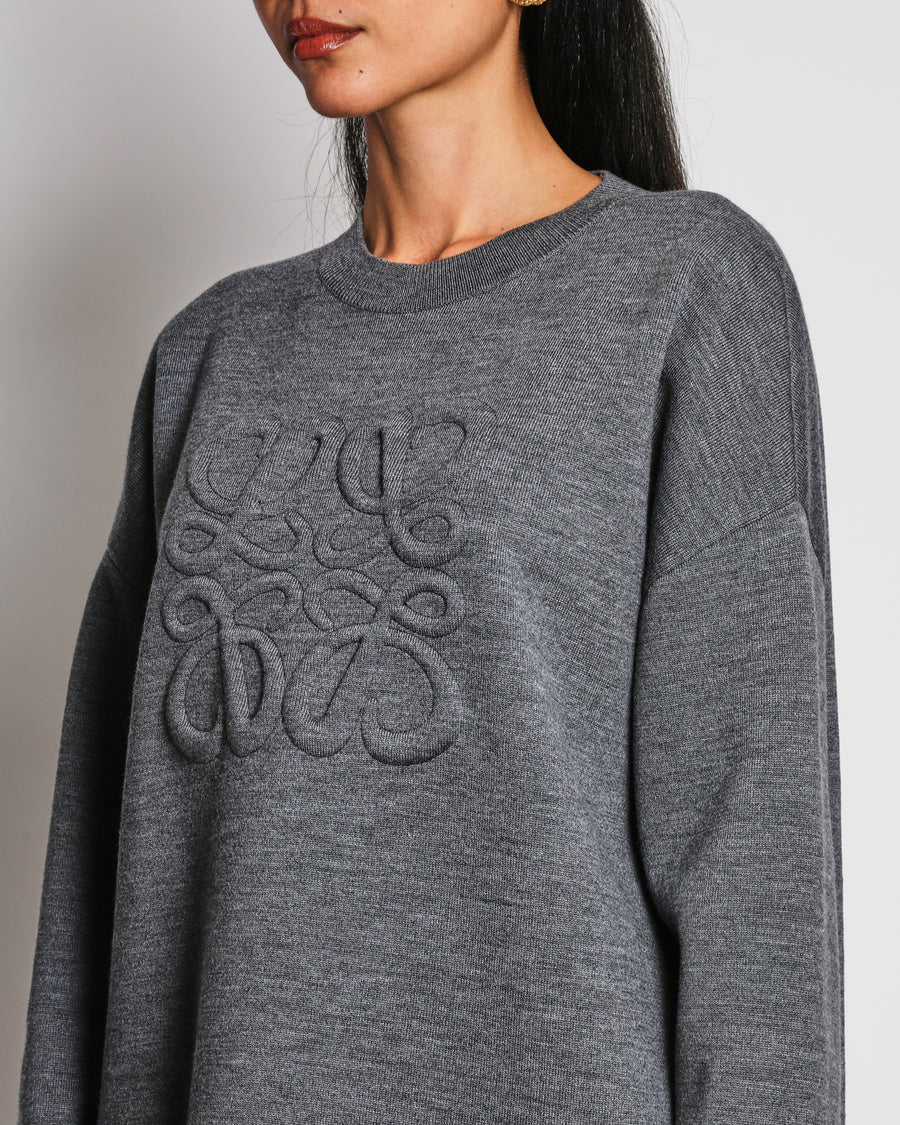 Loewe Grey Knit Jumper with Logo Detail Size S (UK 8/10)