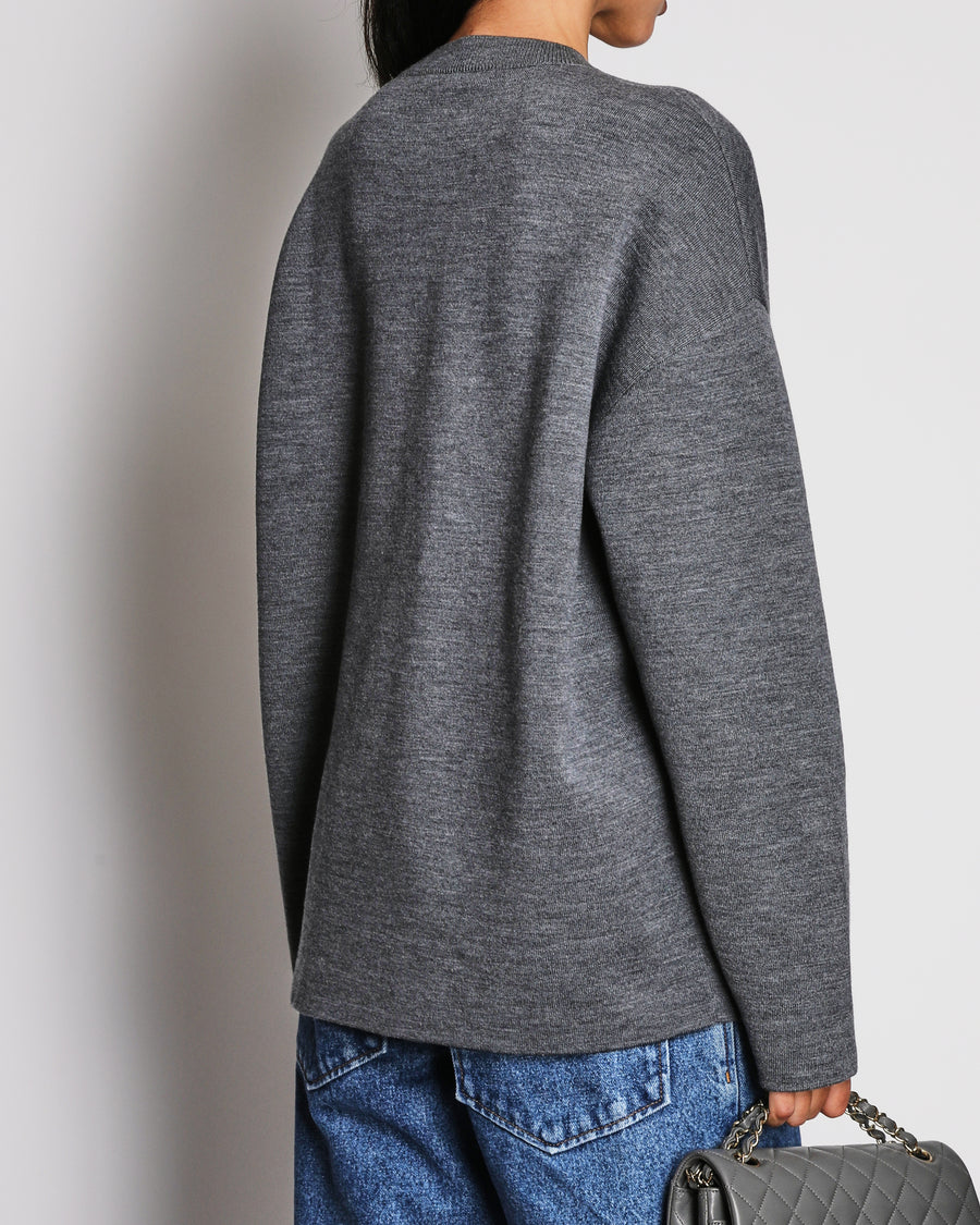 Loewe Grey Knit Jumper with Logo Detail Size S (UK 8/10)