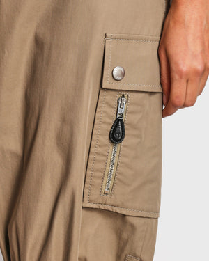 Christian Dior Beige Technical Taffeta Cargo Shorts with Bubble Hem and Zip Details Size FR 36 (UK 8)