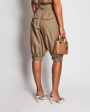 Christian Dior Beige Technical Taffeta Cargo Shorts with Bubble Hem and Zip Details Size FR 36 (UK 8)