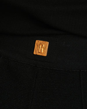 Schiaparelli Black Knit Cycling Shorts With Gold Keyhole Hardware Plaque Size XS (UK 6)