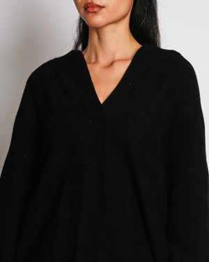 Hermès Black H Print Jacquard V-Neck Wool Jumper Size FR 42 (UK 14)