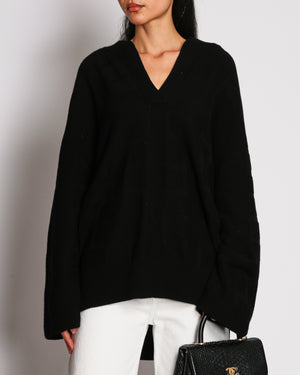 Hermès Black H Print Jacquard V-Neck Wool Jumper Size FR 42 (UK 14)