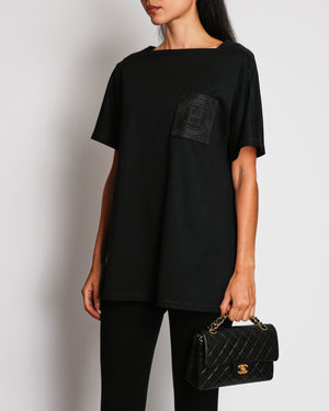 Hermès Black Oversized Embroidered Pocket T-Shirt Size FR 36 (UK 8)