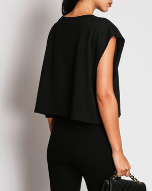 Celine Black Triomphe Logo Cropped Tank Top Size S (UK 8-10)