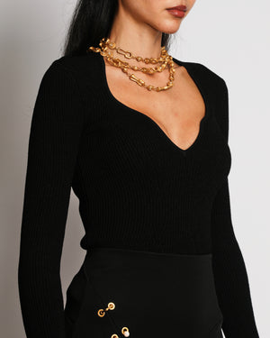 Schiaparelli Black Maxi Skirt With Gold Bijoux Hardware Hook Detail Size FR 34 (UK 6)