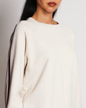 Olivia Von Halle Ivory Cashmere and Silk Striped Tracksuit Size L (UK 14/16)