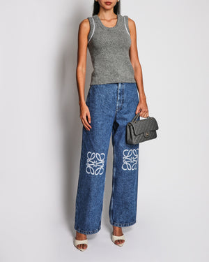 Loewe Blue Anagram Baggy High-Rise Jeans with White Logo Embroideries Size 36 (UK 8)
