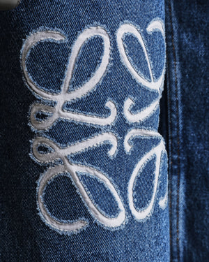 Loewe Blue Anagram Baggy High-Rise Jeans with White Logo Embroideries Size 36 (UK 8)