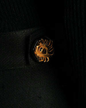 Schiaparelli Black High-Waisted Cowboy Trousers with Gold Eye Motif Buttons Size FR 40 (UK 12)