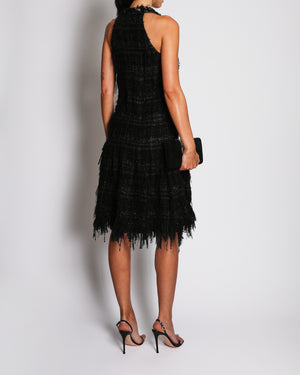 Chanel 05A Black Tweed Midi Dress With Embellishment Details Size FR 36 (UK 8)