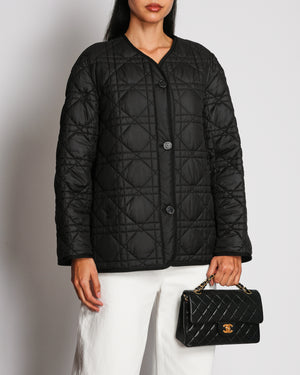 Christian Dior Black Technical Macrocannage Jacket with Embroidered CD Logo Detail Size FR 34 (UK 6)