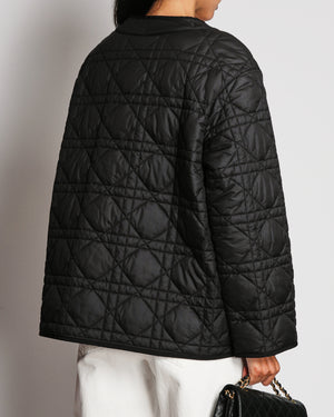 Christian Dior Black Technical Macrocannage Jacket with Embroidered CD Logo Detail Size FR 34 (UK 6)