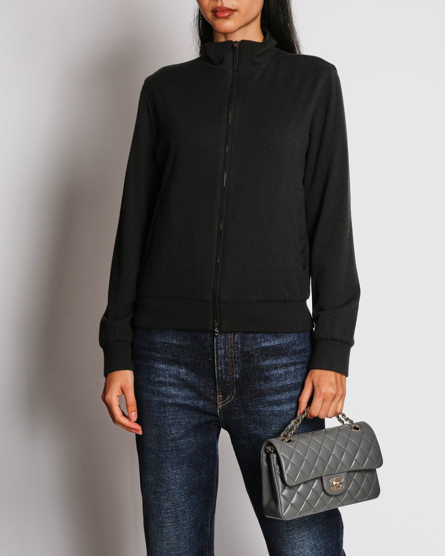 Loro Piana Black Cashmere Reversible Bomber Jacket Size S (UK 8)