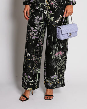 Christian Dior Black Silk Floral Printed Long-Sleeved Shirt and Trousers Set Size FR 34 (UK 6)
