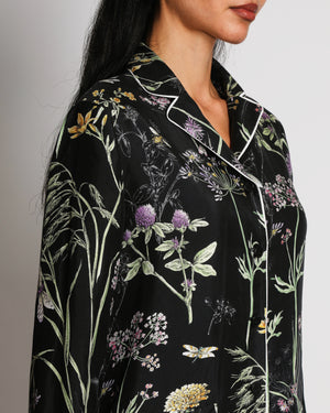 Christian Dior Black Silk Floral Printed Long-Sleeved Shirt and Trousers Set Size FR 34 (UK 6)
