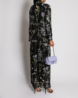Christian Dior Black Silk Floral Printed Long-Sleeved Shirt and Trousers Set Size FR 34 (UK 6)