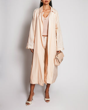 Bottega Veneta Spring 2018 Runway Light Pink Silk Trench Coat with Stud Details and Collar Size IT 40 (UK 8) RRP £1,700