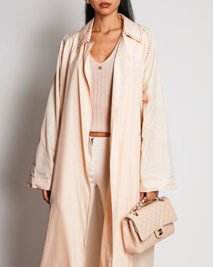Bottega Veneta Spring 2018 Runway Light Pink Silk Trench Coat with Stud Details and Collar Size IT 40 (UK 8) RRP £1,700