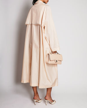 Bottega Veneta Spring 2018 Runway Light Pink Silk Trench Coat with Stud Details and Collar Size IT 40 (UK 8) RRP £1,700