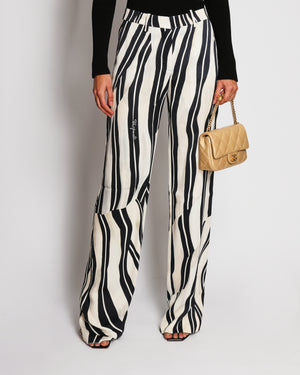 Schiaparelli SS25 Black and White Zebra Striped Silk Trousers Size FR 34 (UK 6)