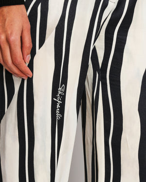 Schiaparelli SS25 Black and White Zebra Striped Silk Trousers Size FR 34 (UK 6)