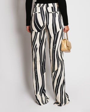 Schiaparelli SS25 Black and White Zebra Striped Silk Trousers Size FR 34 (UK 6)
