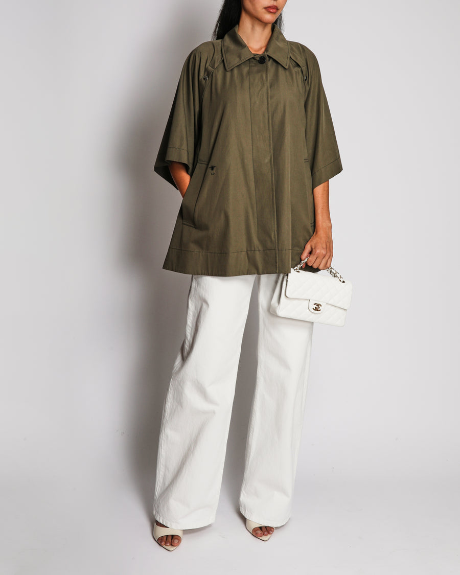 Christian Dior Khaki Jacket With Open Buttoned Arm Detail Size FR 40 (UK 12)