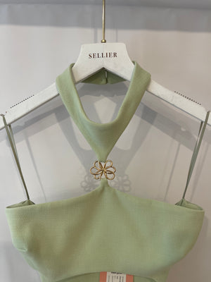 Cult Gaia Pastel Green Olivia Cut-Out Dress with Gold Details Size 0 (UK 4) RRP £929
