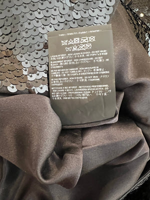 Saint Laurent Black Sequin Embellished Long-Sleeved Mini Dress with Ruched Detail Size FR 38 (UK 10) RRP £4,800