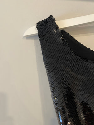Saint Laurent Black Sequin One Shoulder Top Size FR 38 (UK 10)