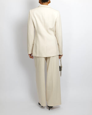 Fendi Cream Wool Jacket and Trouser Suit Set Size IT 38/40 (UK 6/8)