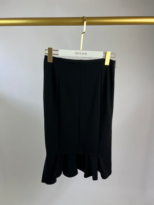 Givenchy Black Pencil Skirt with Frill Hem Detail Size FR 40 (UK 12)