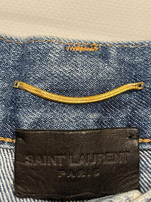 Saint Laurent Blue Denim Maxi Skirt With Trimmed Hem Detail Size 27 (UK 10) RRP £950