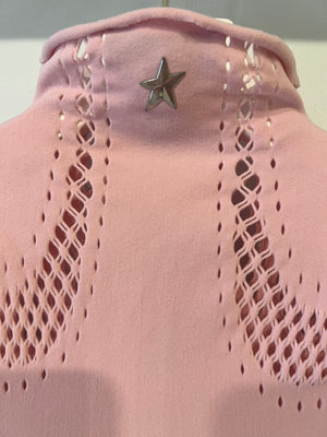 Mugler Light Pink Long Sleeved Mini Dress with Perforated Details Size US 2 (UK 6) RRP £500