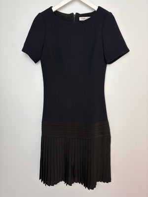 Christian Dior Black Short Sleeve Pleated Midi Dress FR 34 (UK 6)