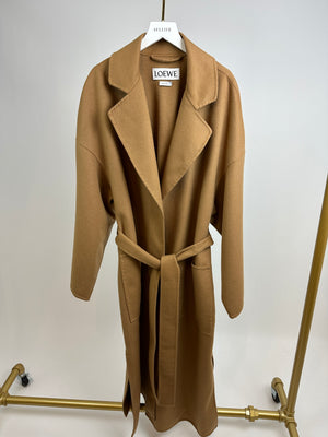 Loewe Camel Long Wool Belted Coat Size S (UK 8)