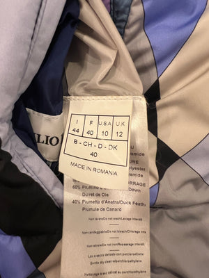 Emilio Pucci Purple and Multi-Colour Reversible Sleeveless Puffer Jacket with Abstract Pattern Size IT 44 (UK 12)