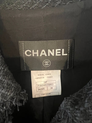 Chanel 09P Black Tweed Jacket with Black CC Logo Buttons Size FR 38 (UK 10)