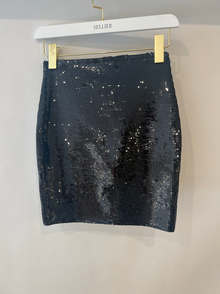 Saint Laurent Black Sequin Mini Skirt Size XS (UK 6) RRP £1500