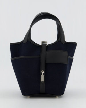 Hermès Picotin Cargo 18cm Bag in Bleu Marine Toile Goeland Canvas with Palladium Hardware