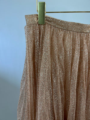 Ralph & Russo Gold Glitter Pleated Skirt Size IT 44 (UK 12)