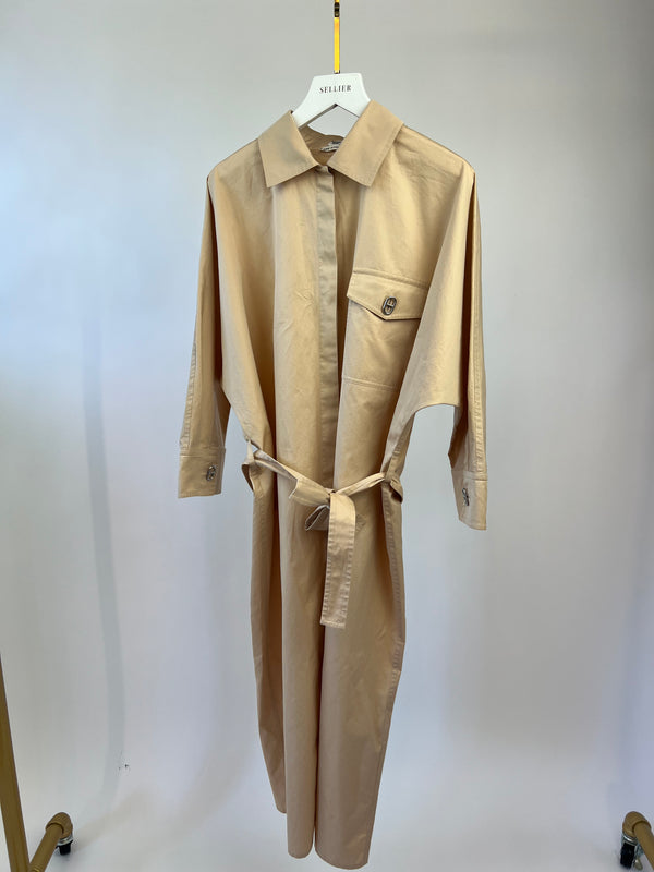 Hermes Beige Long Sleeved Dress with Belt Size FR 36 (UK 8)