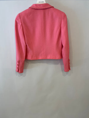Chanel SS/97 Vintage Candy Pink Tweed Jacket with Collar Detail and Gold CC Buttons FR 40 (UK 12)